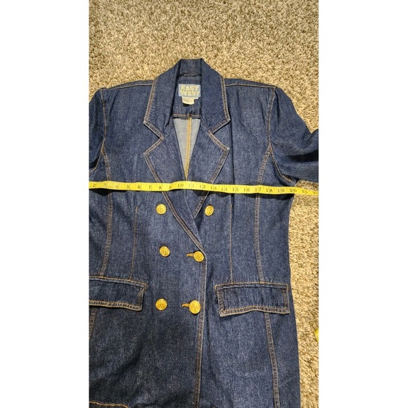 Vtg 80s 90s Womens Oversized Blue Denim Jacket Gold Buttons Size Medium EastWest - Picture 10 of 12